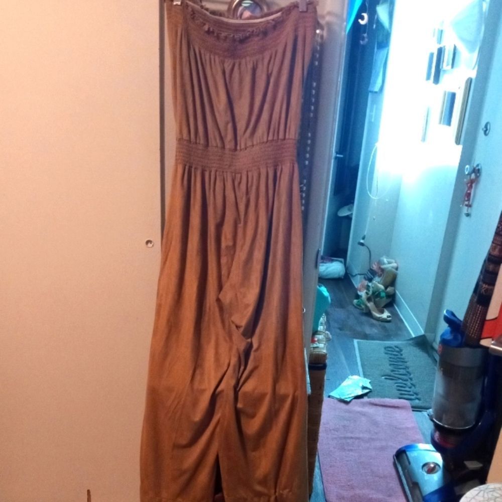 Vintage Camel Tan Ultrasuede Tube Top Long Legged Jumper
